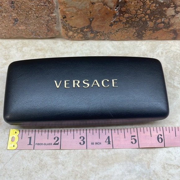 Versace Hard Shell Case Glasses Sunglasses Eyeglasses Black Gold Tone - Picture 9 of 10